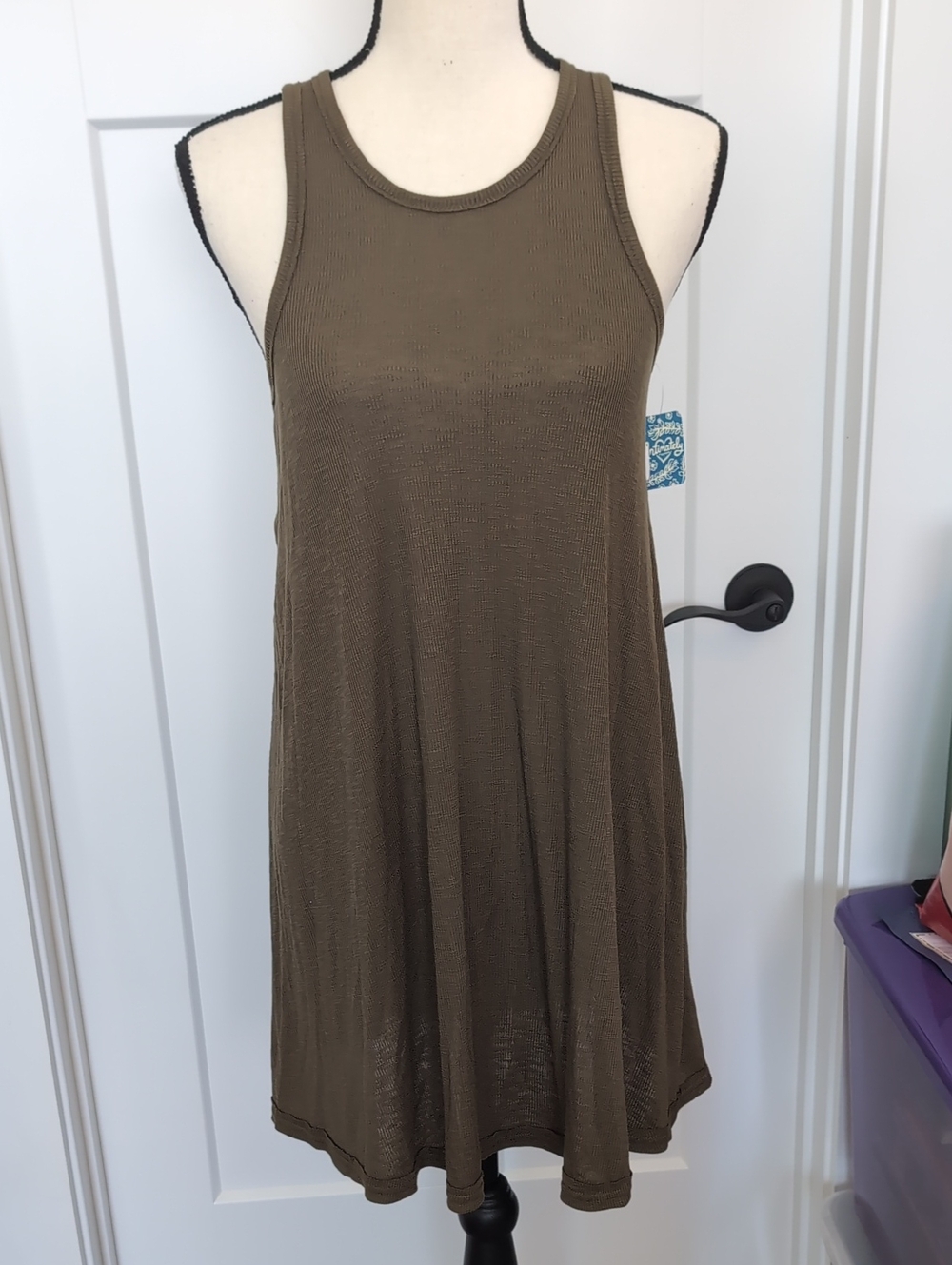 Free People Olive Ribbed Tank Dress
